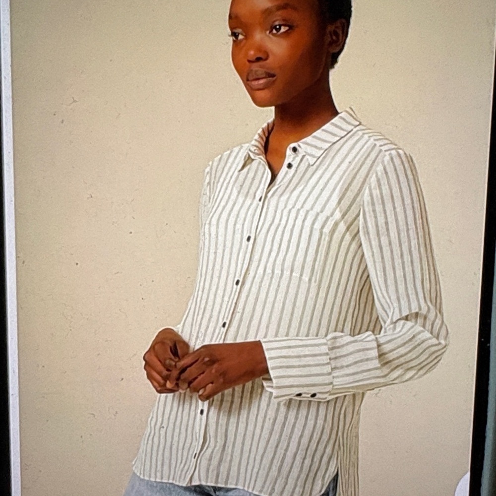 ME+EM Striped Button Up Shirt Blouse 12